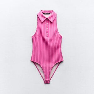 PINK STRIPED STRETCH BODYSUIT